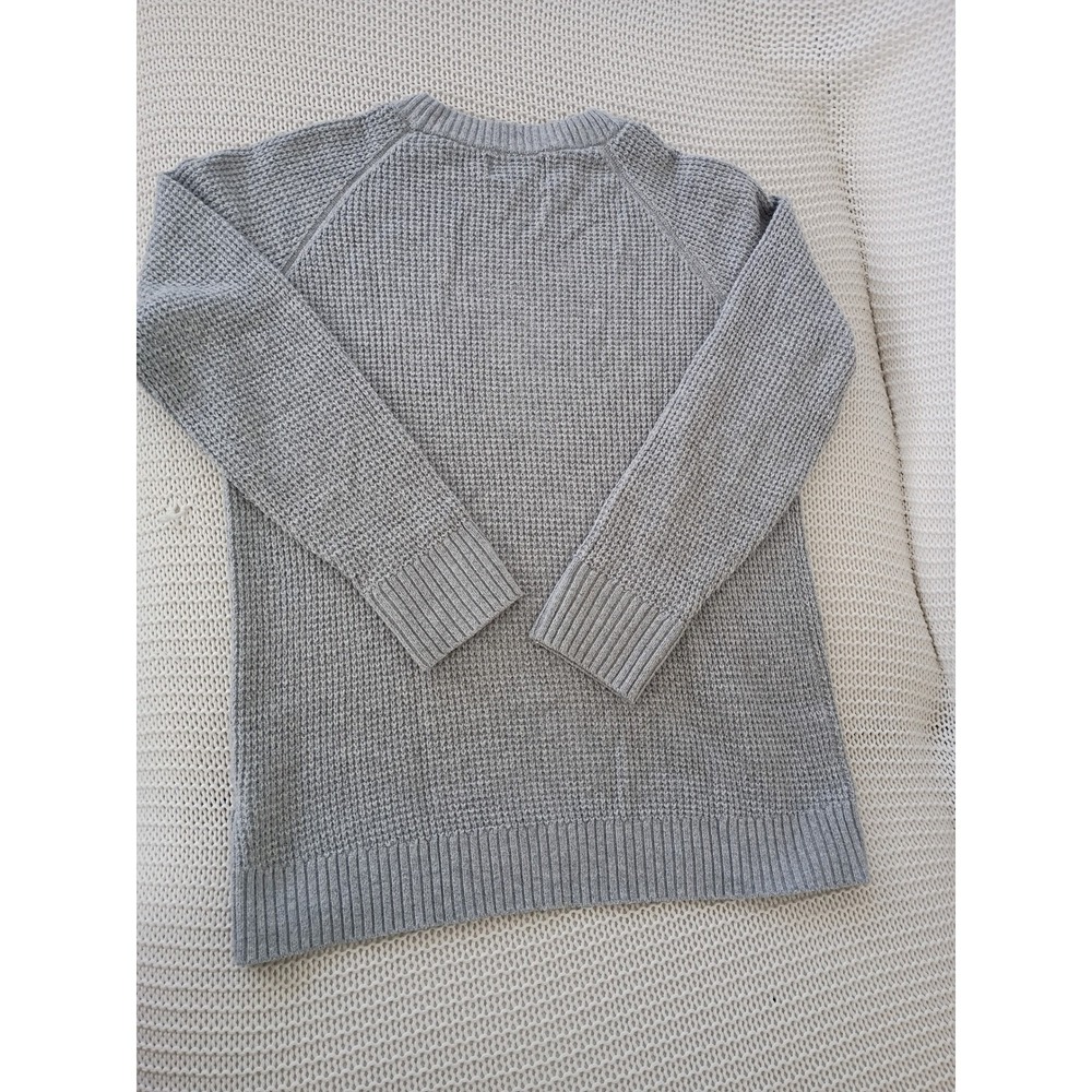 Old Navy Light Grey Cotton Heather Waffle Knit Crewneck Sweater Soft Size S/M - Picture 12 of 13